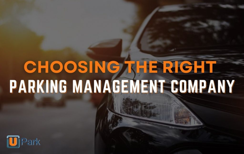 "Choosing the right parking management company" Poster with black car bg