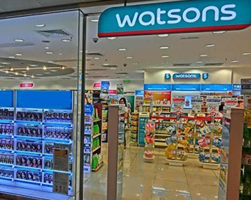 Entrance of Watsons store in Ortigas overlooking their products