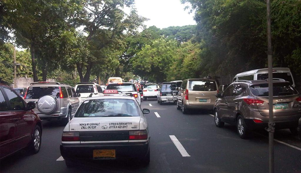 car parked illegally along main road